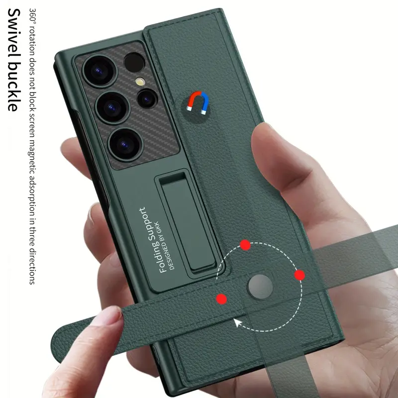  for   s24   phone case lens protection fashion flip wallet solid color mobile phone case   inserted card holder   frosted hard shell protective case without pen details 3