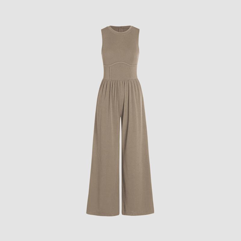 [12 colors, Size 2-26]  Sleeveless Wide Leg Overalls