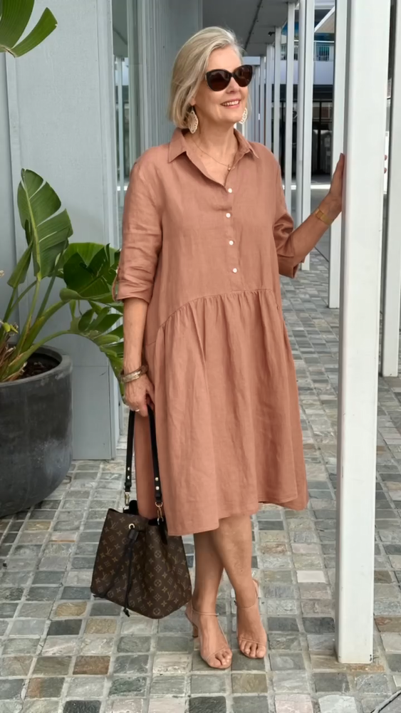 Cotton linen casual dress