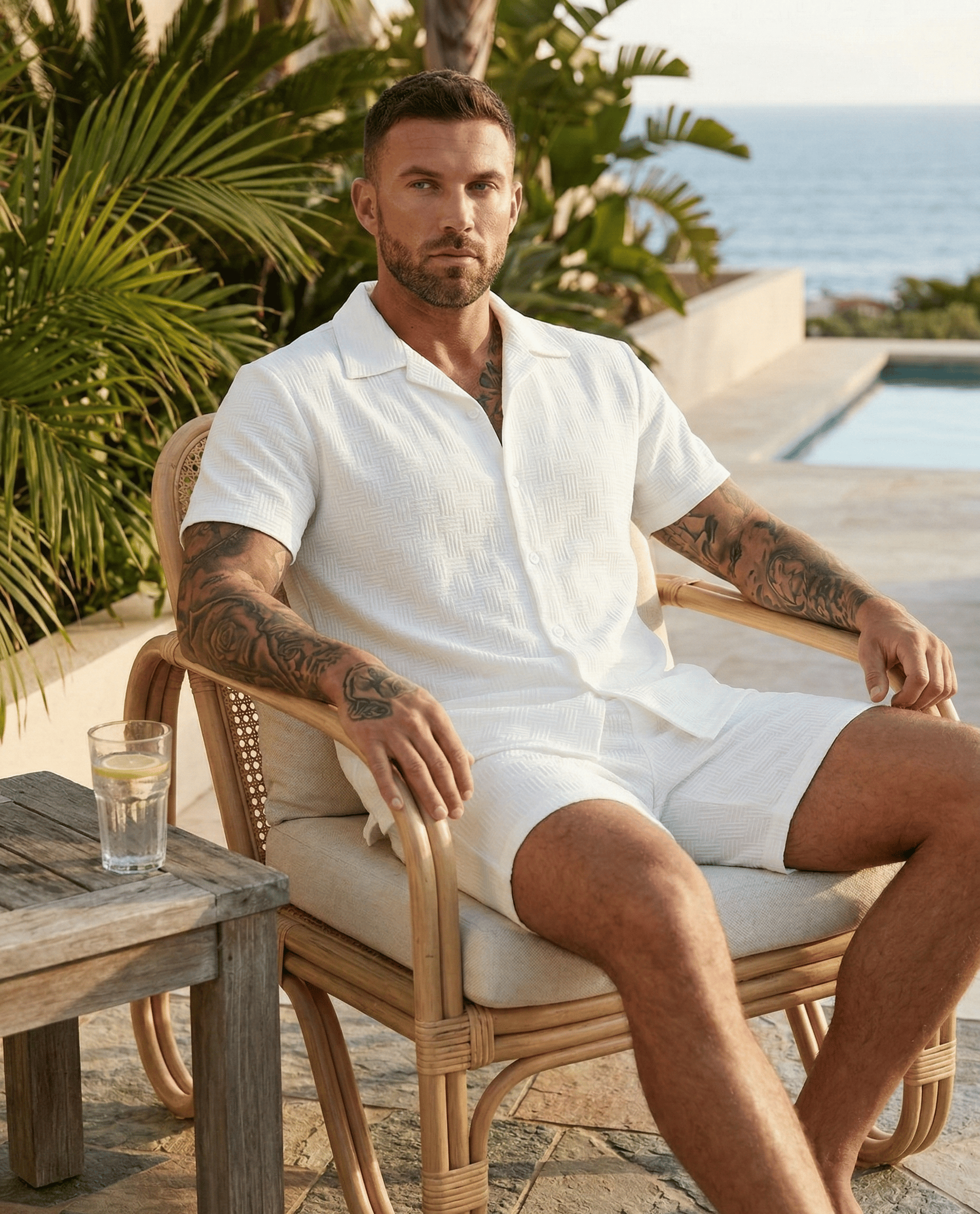 🔥Men's Camp Collar Shirts Two-piece Set