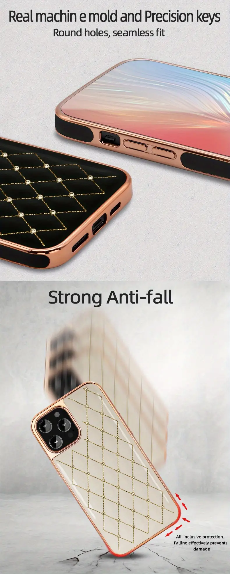 glam up your phone with a gold plated embroidered beads leather case for iphone 11 12 13 pro max 12 pro details 3