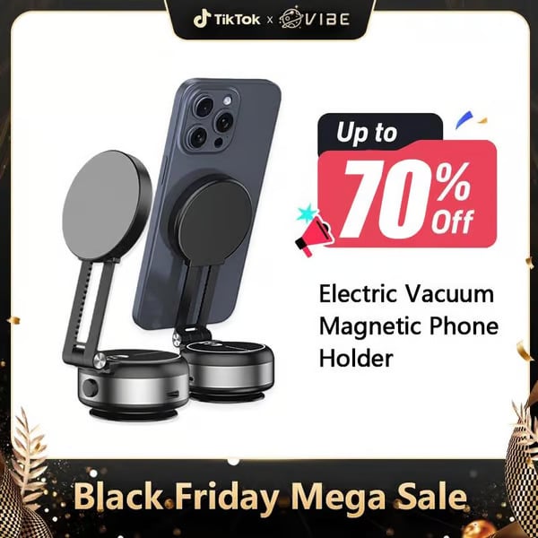 Magnetic Phone Holder,Dual-Sided Electronic Vacuum and Magnetic Adsorption,Adjustable and Foldable Multifunctional Cellphone Stand Accessory