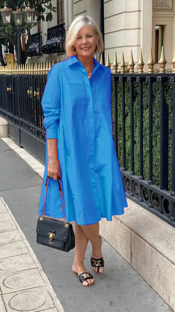 Women's Cotton linen casual dress with pocket