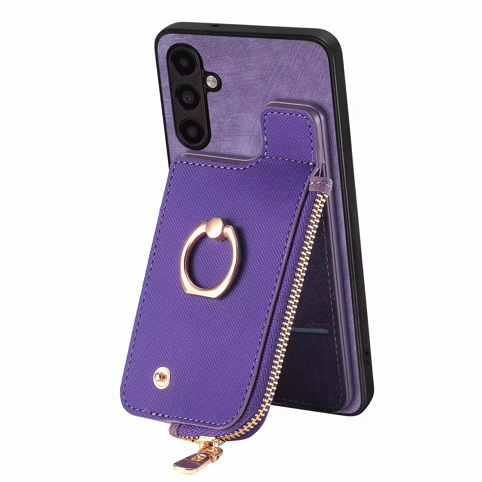 Vintage Zipper Cards Slot Wallet Ring Holder Leather Case for Samsung Galaxy A15 A25 A35 A55