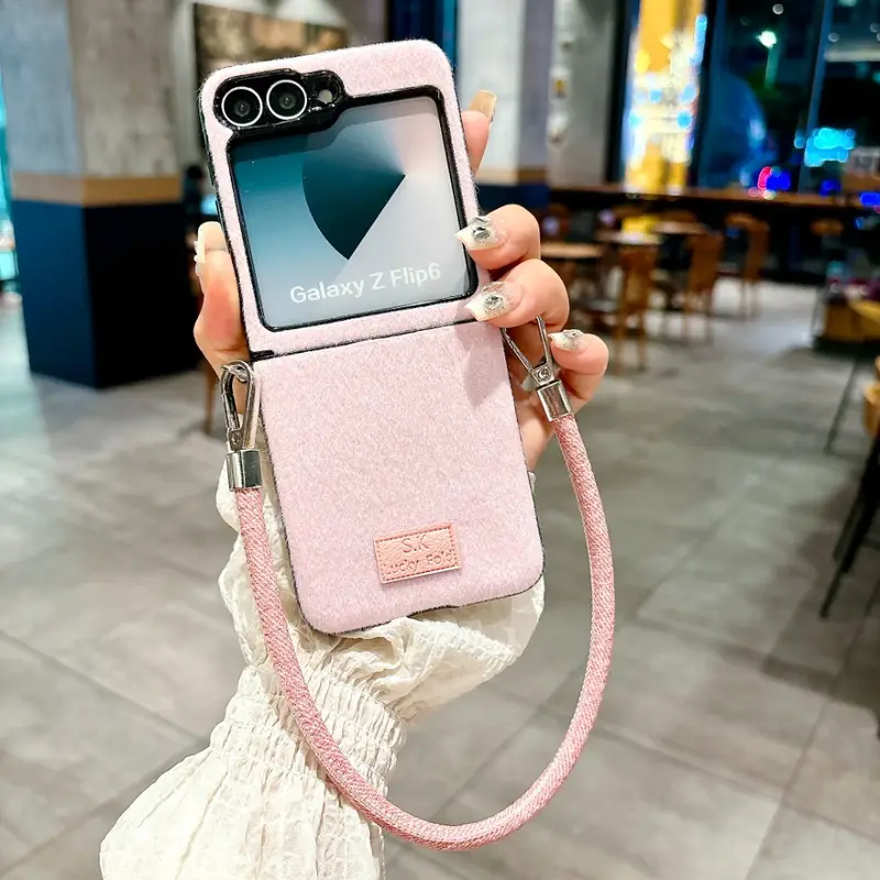 Six-color Winter Plush Side Buckle + Hand Rope for SamSung Folding Mobile Phone Case Suitable for SamSung All-inclusive Anti-fall Protective Case Creative Simple Niche for SamSung for Galaxy Z Flip3 for Galaxy Z Flip4 for Galaxy Z Flip5 for Galaxy Z Flip6 details 5
