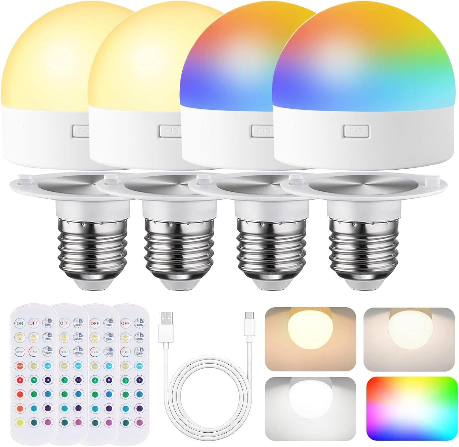 Rechargeable Light Bulbs with Remote Control