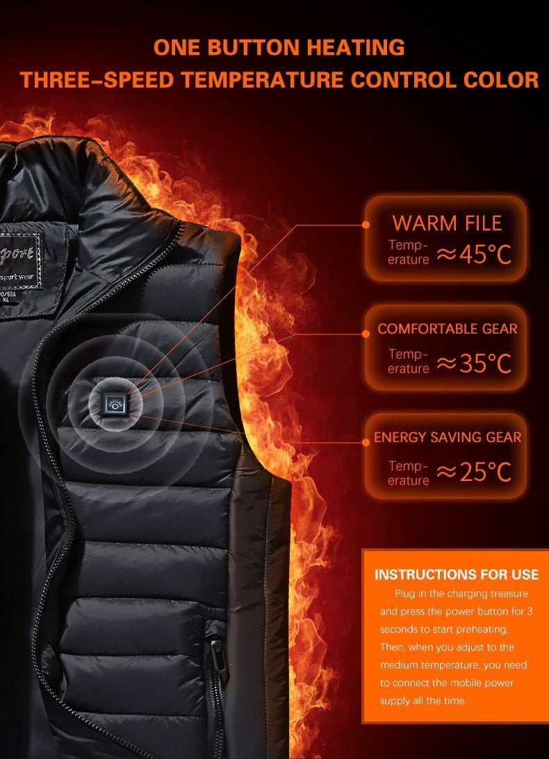 Two-touch LED Controller Heated Vest For Men & Women - Aspassone