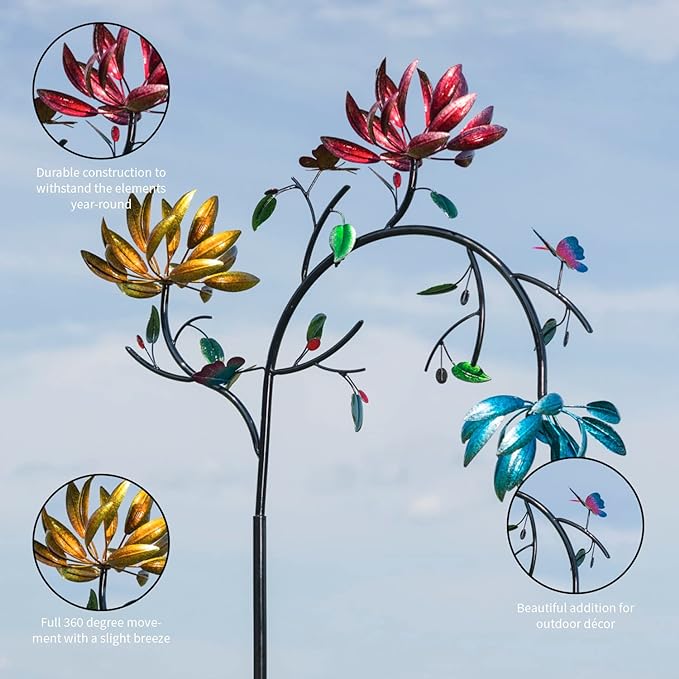 🔥 50% OFF - Beautiful Multi Colored Flowers Wind Spinner