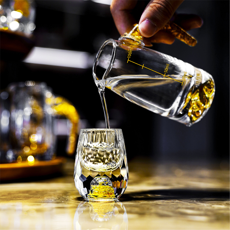3D Glacier Glass Cup Crystal Gold Foil Shot Glasses