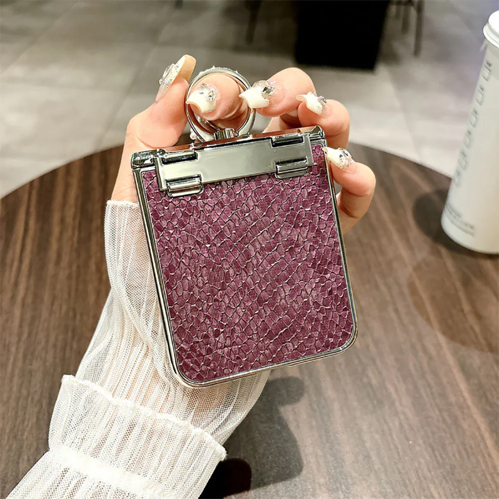 Diamond Leather All Inclusive Drop Proof Phone Case With Ring Holder For Samsung Galaxy Z Flip 6/5