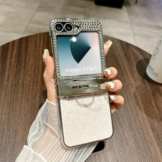 Diamond Leather All Inclusive Drop Proof Phone Case With Ring Holder For Samsung Galaxy Z Flip 6/5