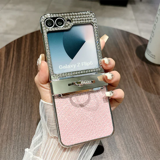 Diamond Leather All Inclusive Drop Proof Phone Case With Ring Holder For Samsung Galaxy Z Flip 6/5