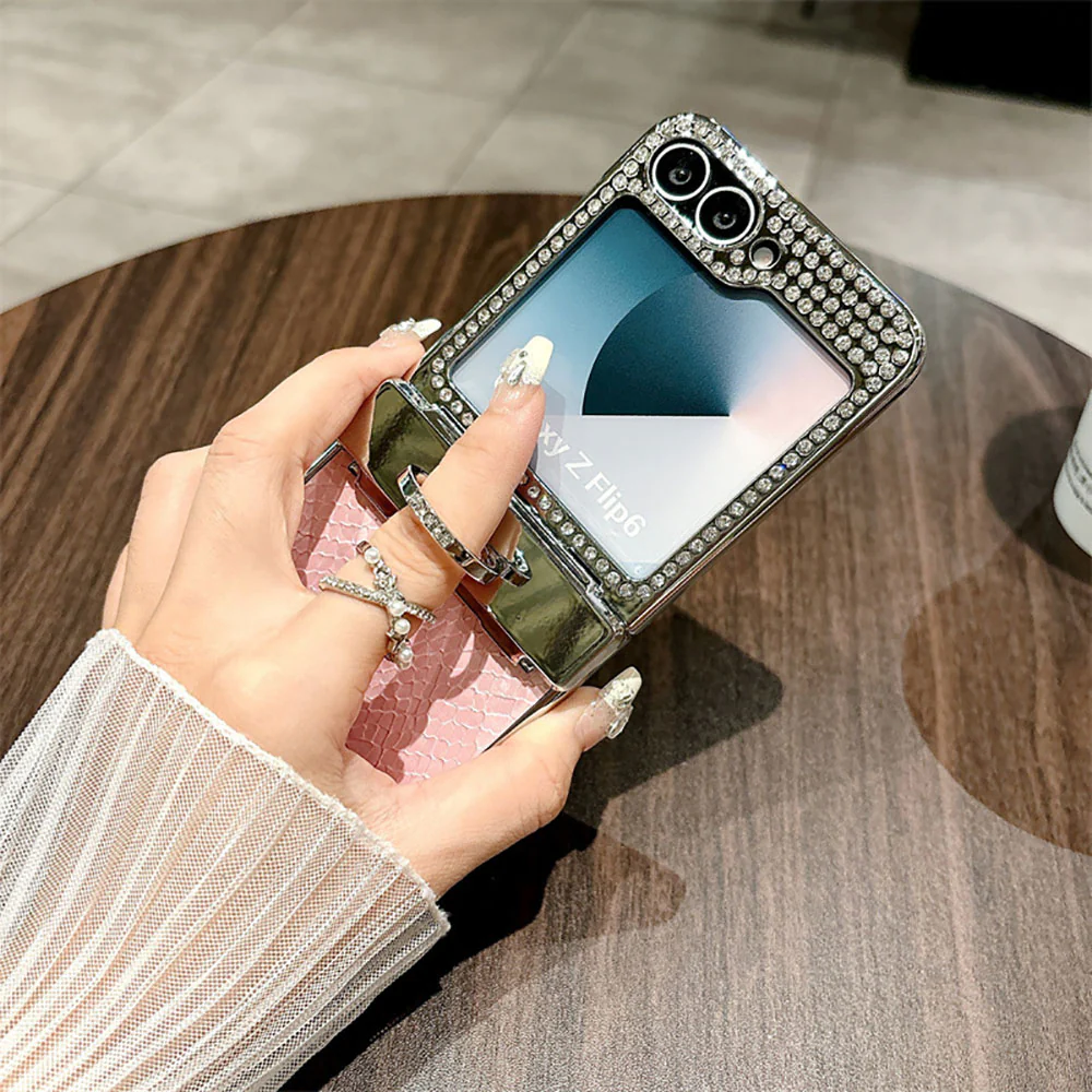Diamond Leather All Inclusive Drop Proof Phone Case With Ring Holder For Samsung Galaxy Z Flip 6/5