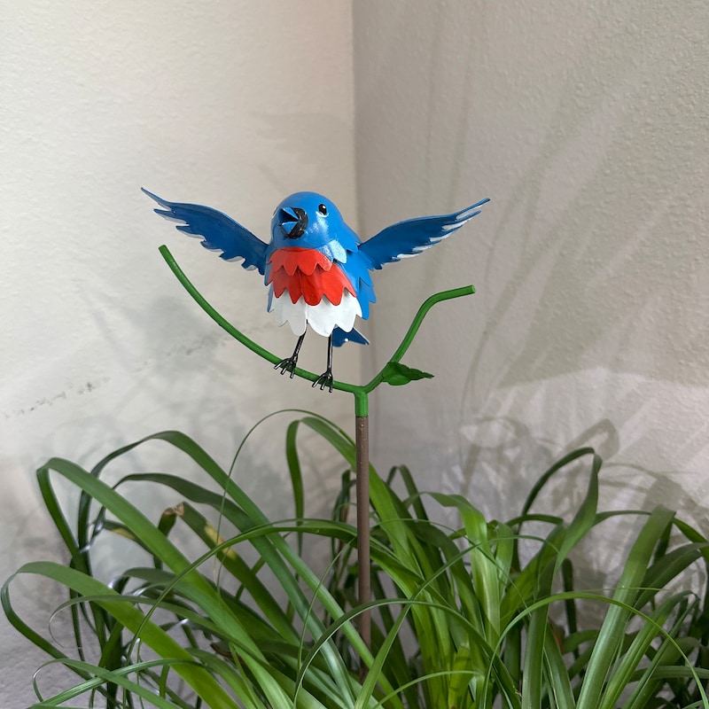 Gold Finch on Garden Stake - Garden Home Decor- Wild Bird Art 