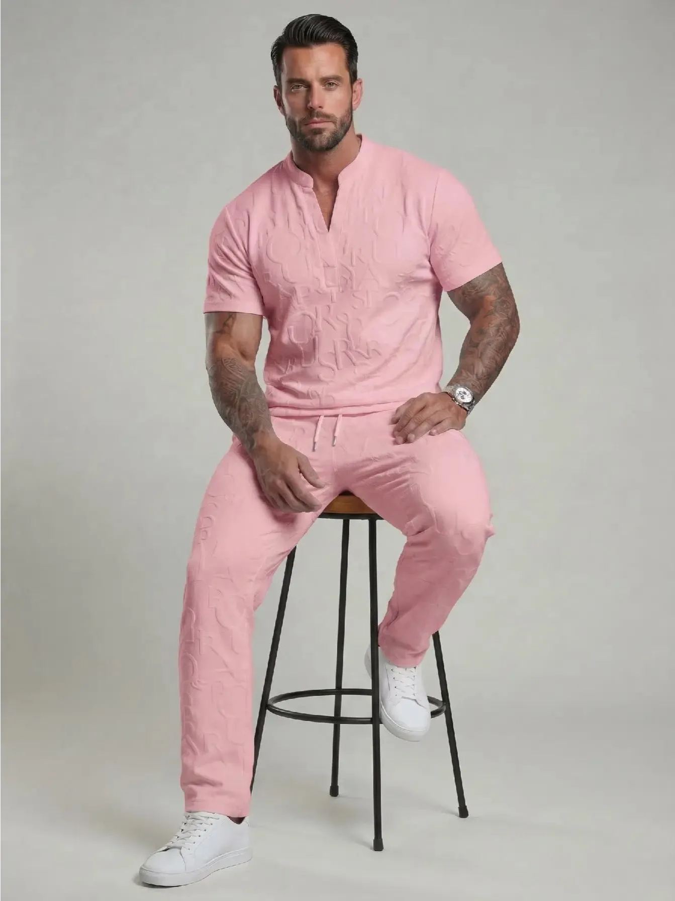 letter T-shirt and drawstring pants spring and summer casual set