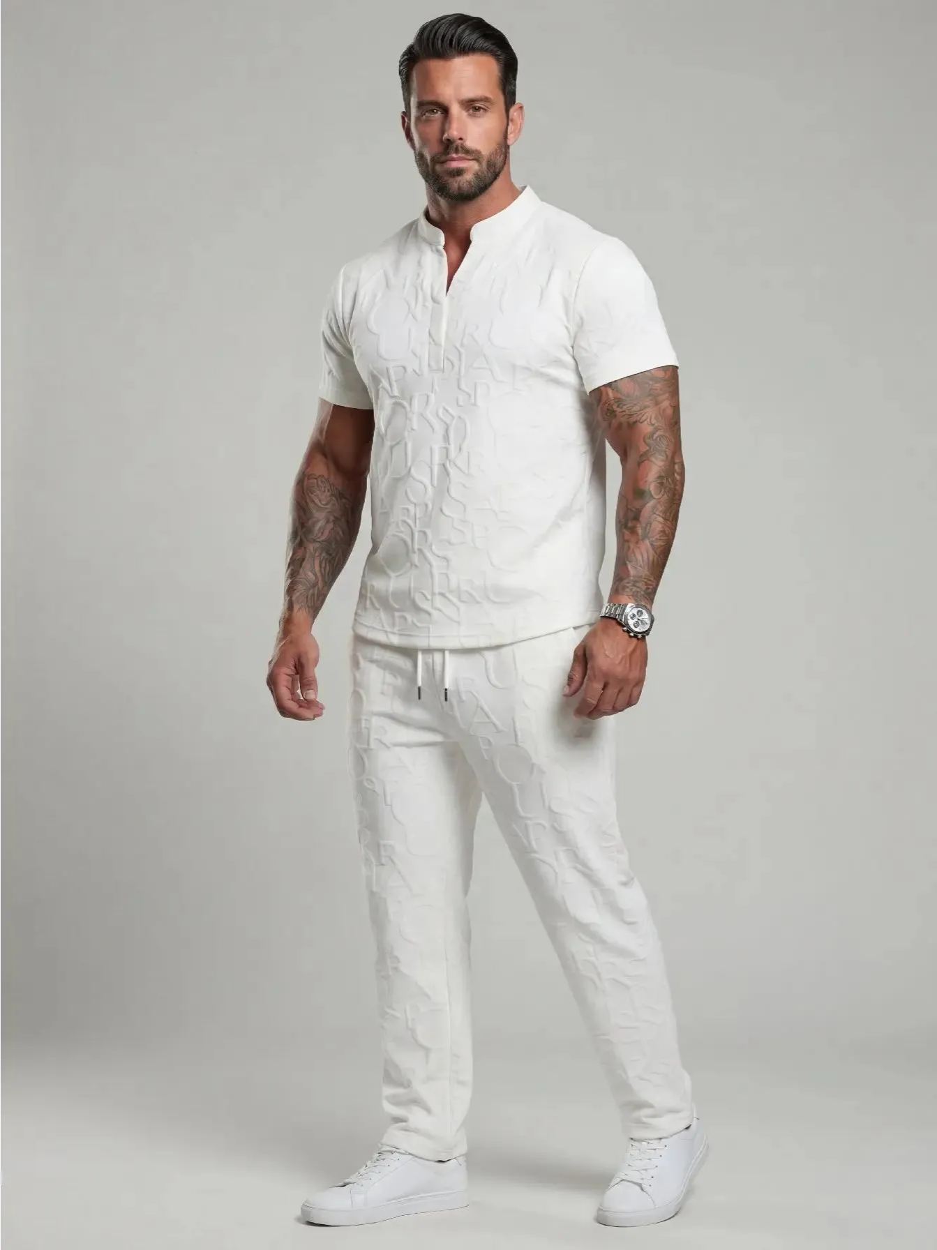 letter T-shirt and drawstring pants spring and summer casual set