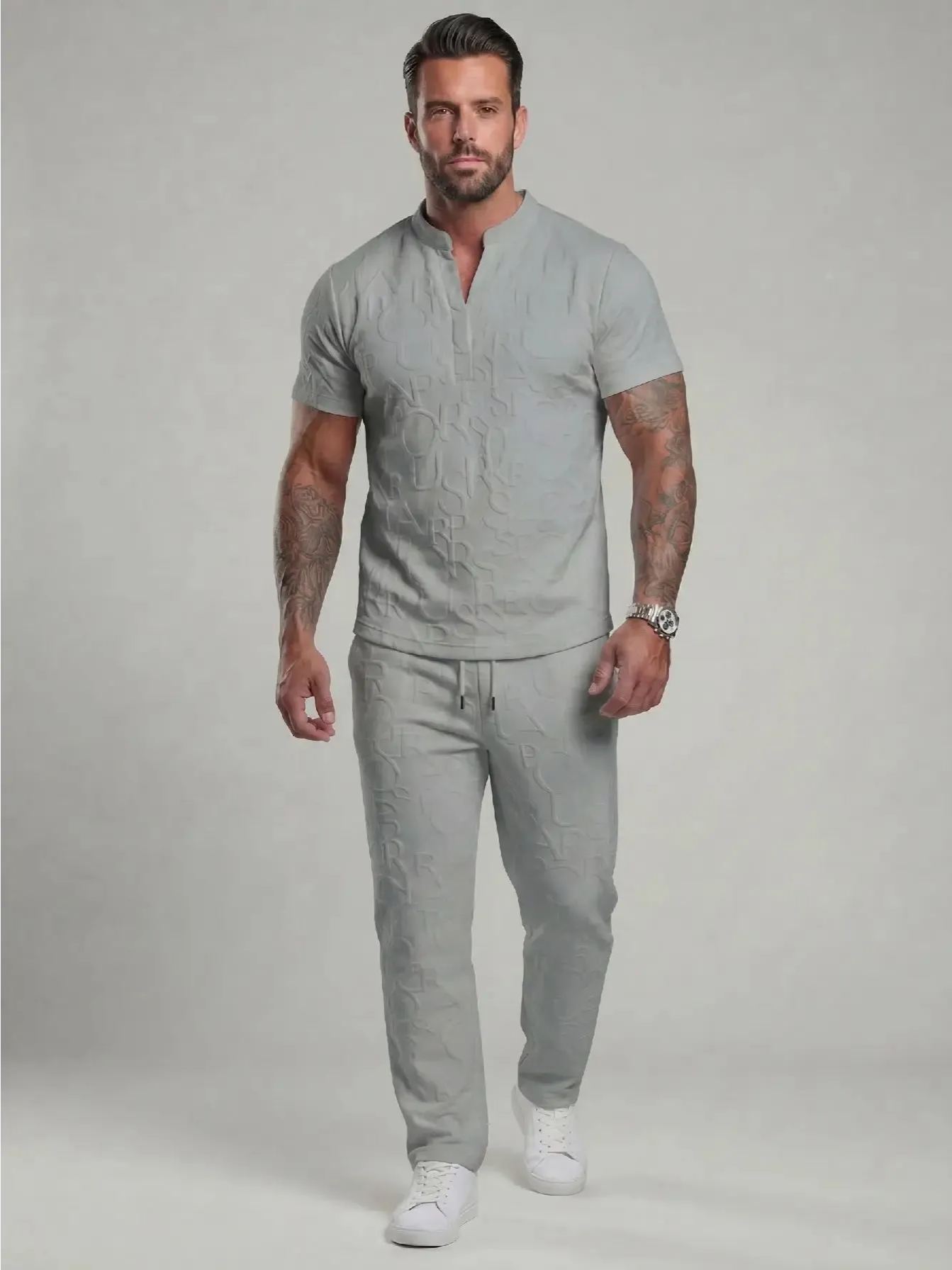 letter T-shirt and drawstring pants spring and summer casual set