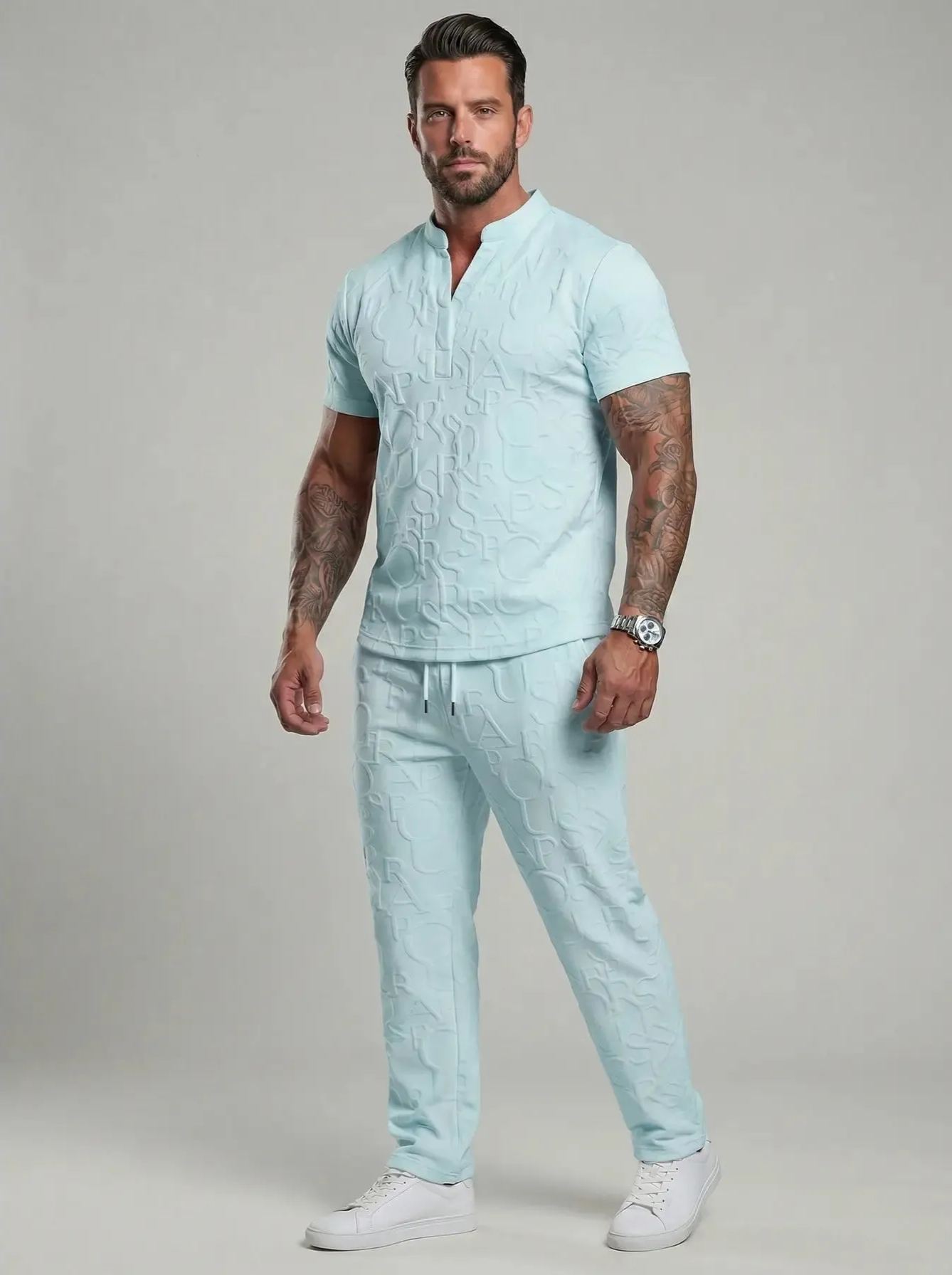 letter T-shirt and drawstring pants spring and summer casual set