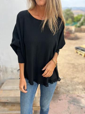 Woman‘s Casual Round Neck Lace Top