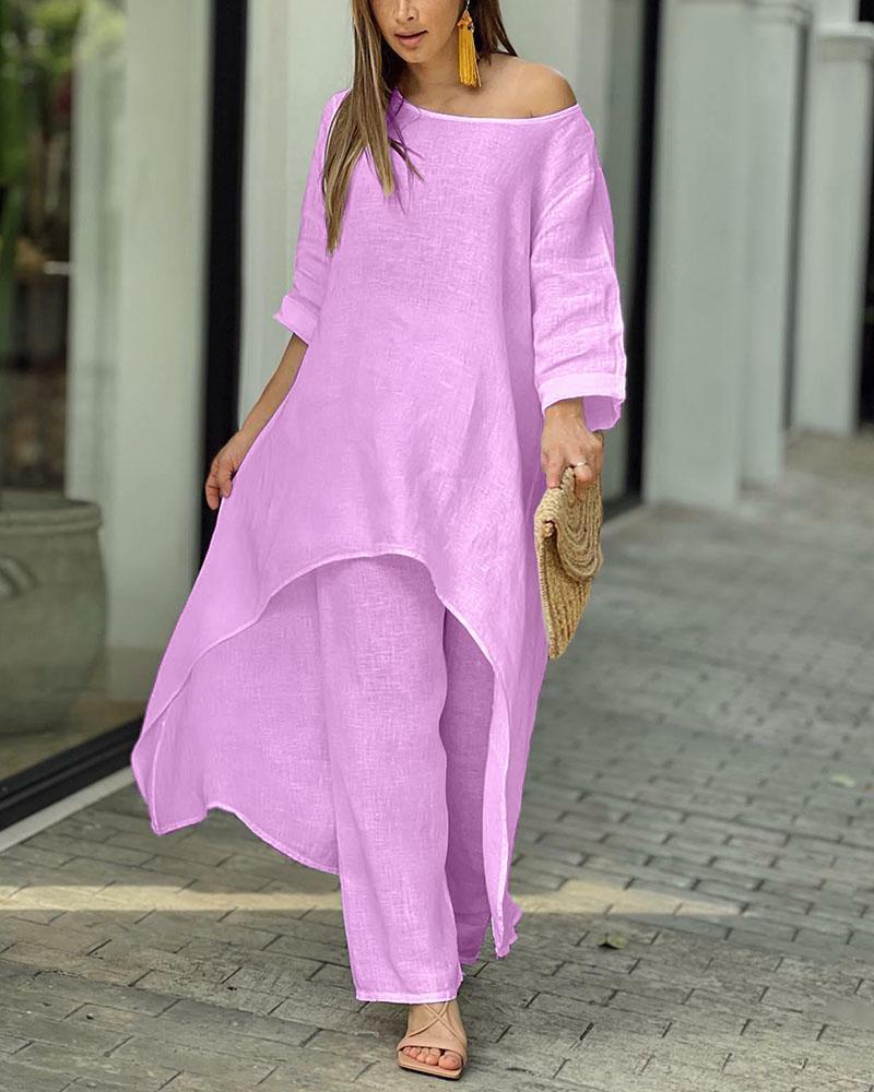 Cotton Linen Loose Large Size Long Sleeve Suit