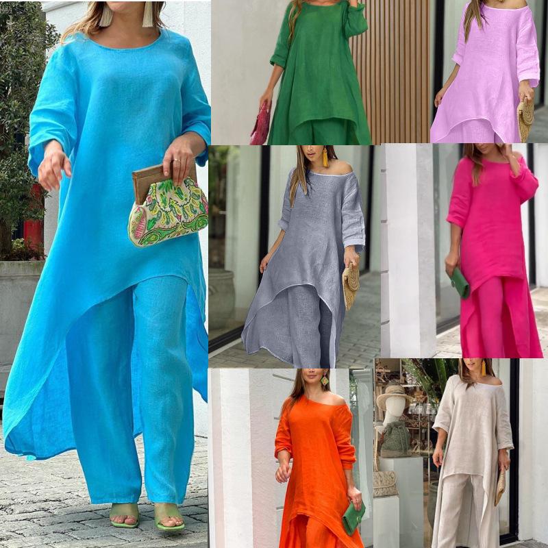 Cotton Linen Loose Large Size Long Sleeve Suit