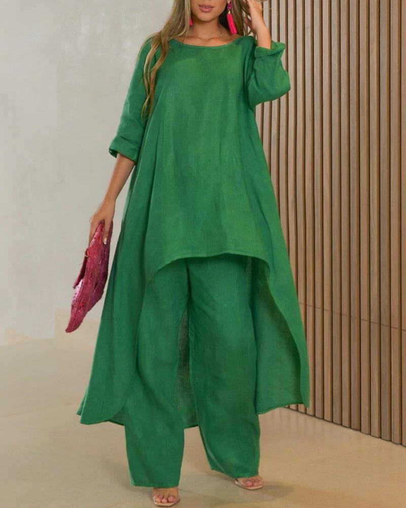 Cotton Linen Loose Large Size Long Sleeve Suit