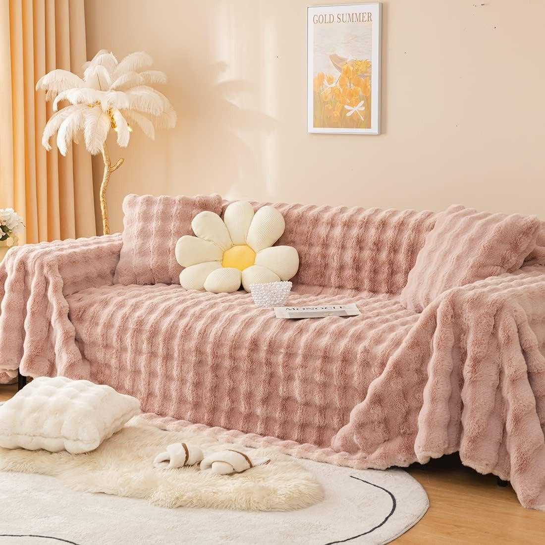 Super Soft Plush Couch Cover - Sofa Cushion Cover for Ultra Soft Comfort