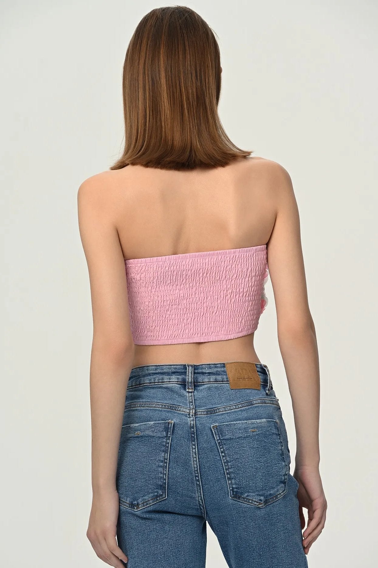 Strapless 3D Floral Mini Top