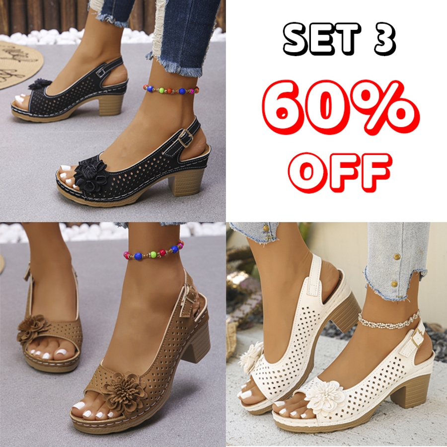 🔥Best Seller-Last Day Sale 60% OFF🔥 Buckled Square Heel Sandals for Women