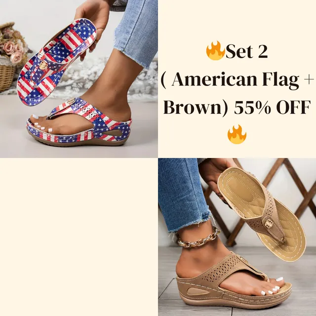 🔥Summer Best Seller🔥Women'S Patriotic Slide Sandals - Stylish American Flag Design