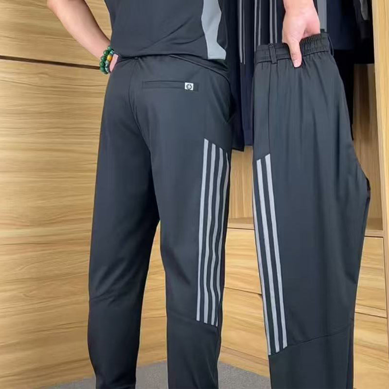 Men's Casual Sports Short Sleeve Long Pants Two-Piece Set