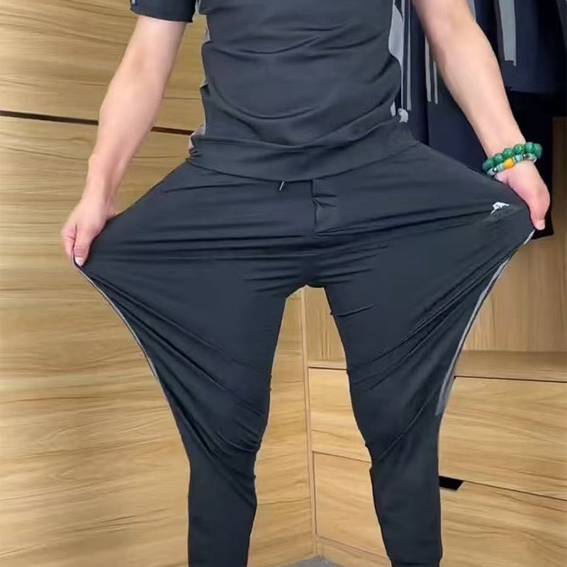 Men's Casual Sports Short Sleeve Long Pants Two-Piece Set