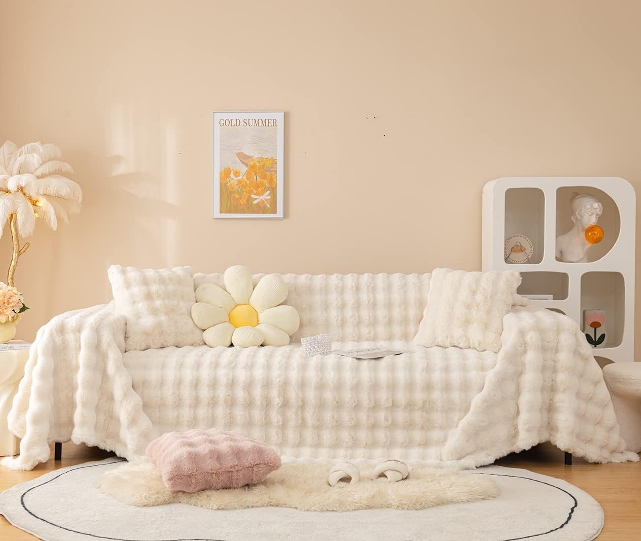 Super Soft Plush Couch Cover - Sofa Cushion Cover for Ultra Soft Comfort