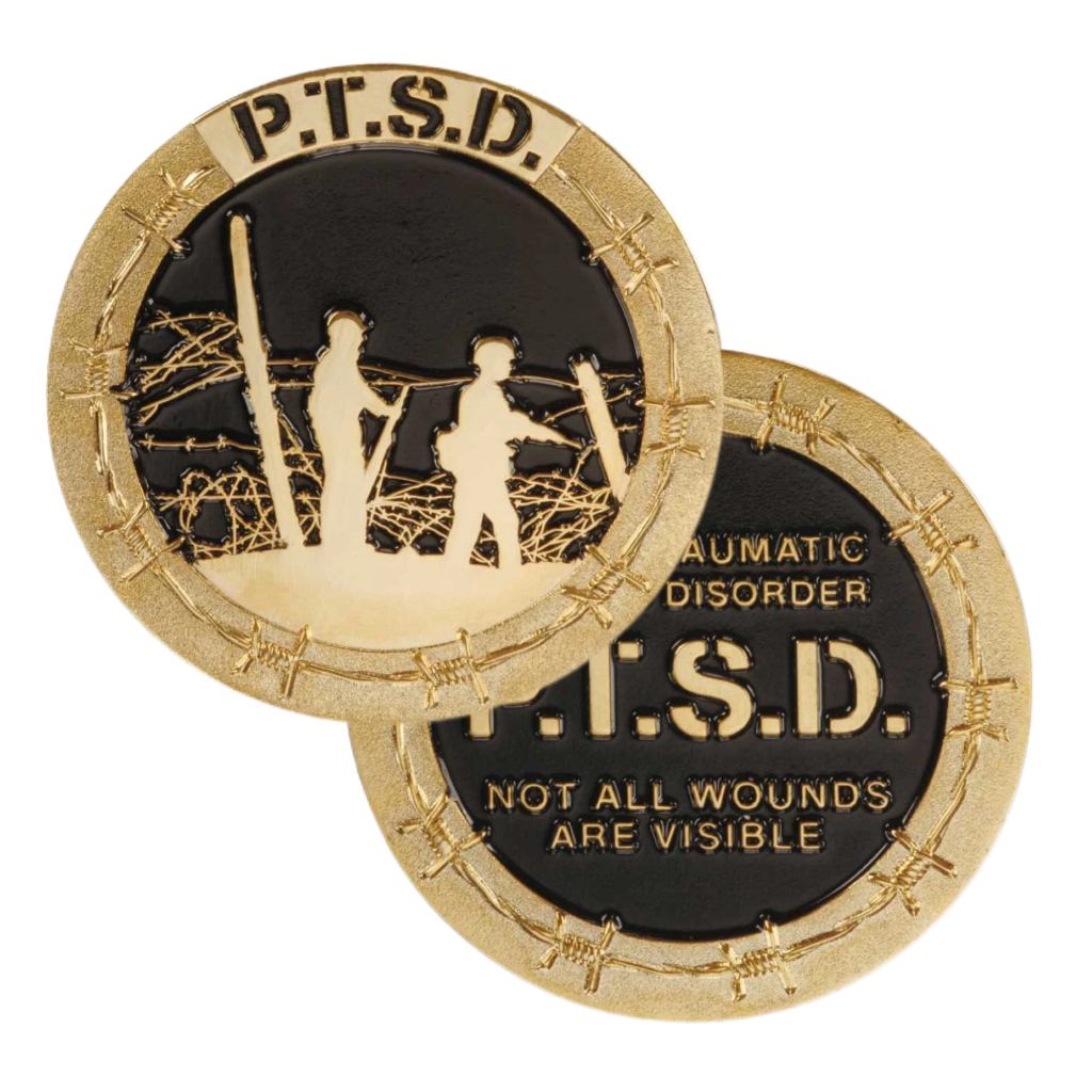 PTSD POST TRAUMATIC STRESS DISORDER - NOT ALL WOUNDS ARE VISIBLE CHALLENGE COIN
