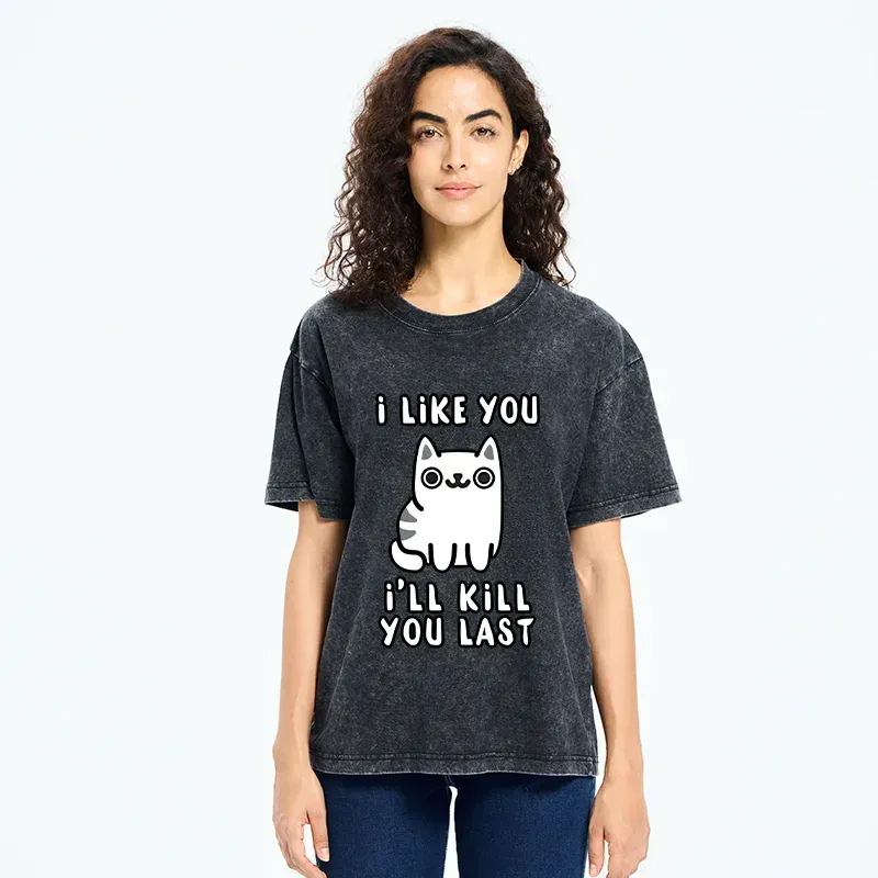 Cats And Humans Have A Love-hate Relationship Washed T-Shirt