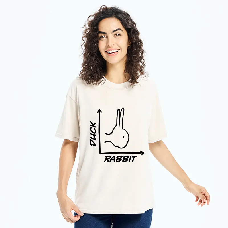 Rabbit Or Duck Funny Washed T-Shirt