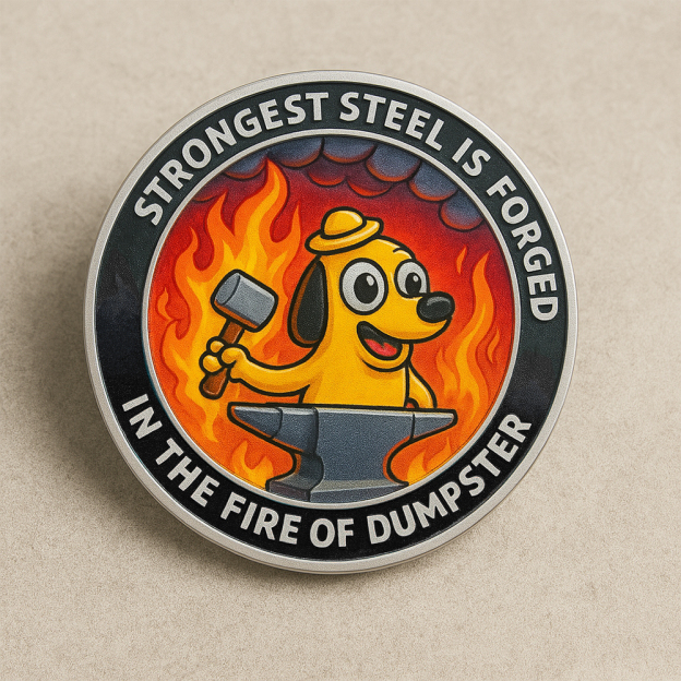 Inspirational Dumpster Fire Dog Meme Challenge Coin
