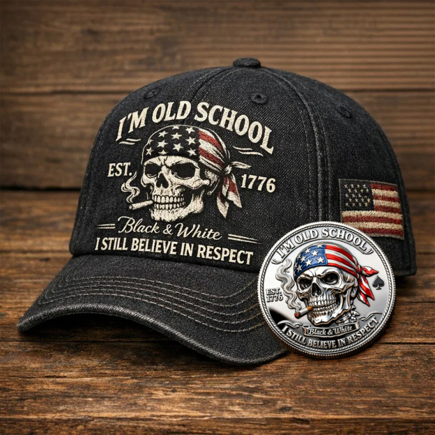 🏆Flash Sale 60% OFF - 🧢 “I’M OLD SCHOOL” Patriotic Skull Cap