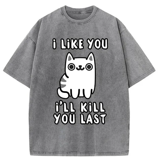 Cats And Humans Have A Love-hate Relationship Washed T-Shirt