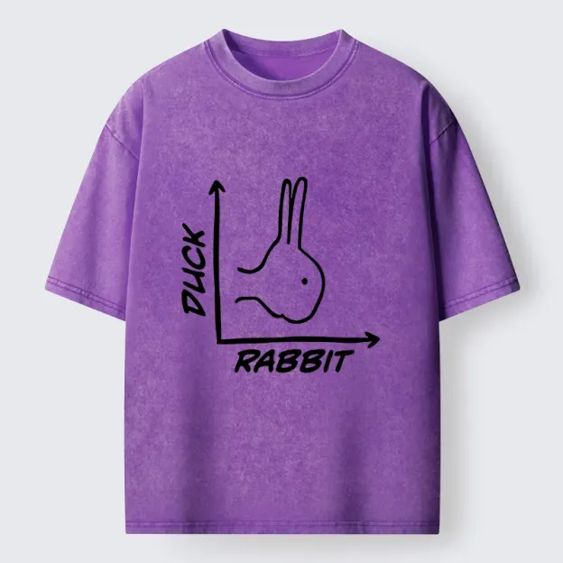 Rabbit Or Duck Funny Washed T-Shirt