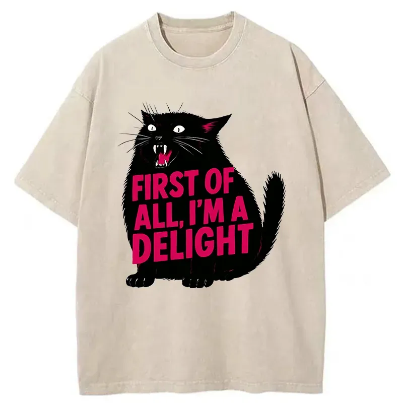Tokyo-Tiger Roaring Black Cat Washed T-Shirt
