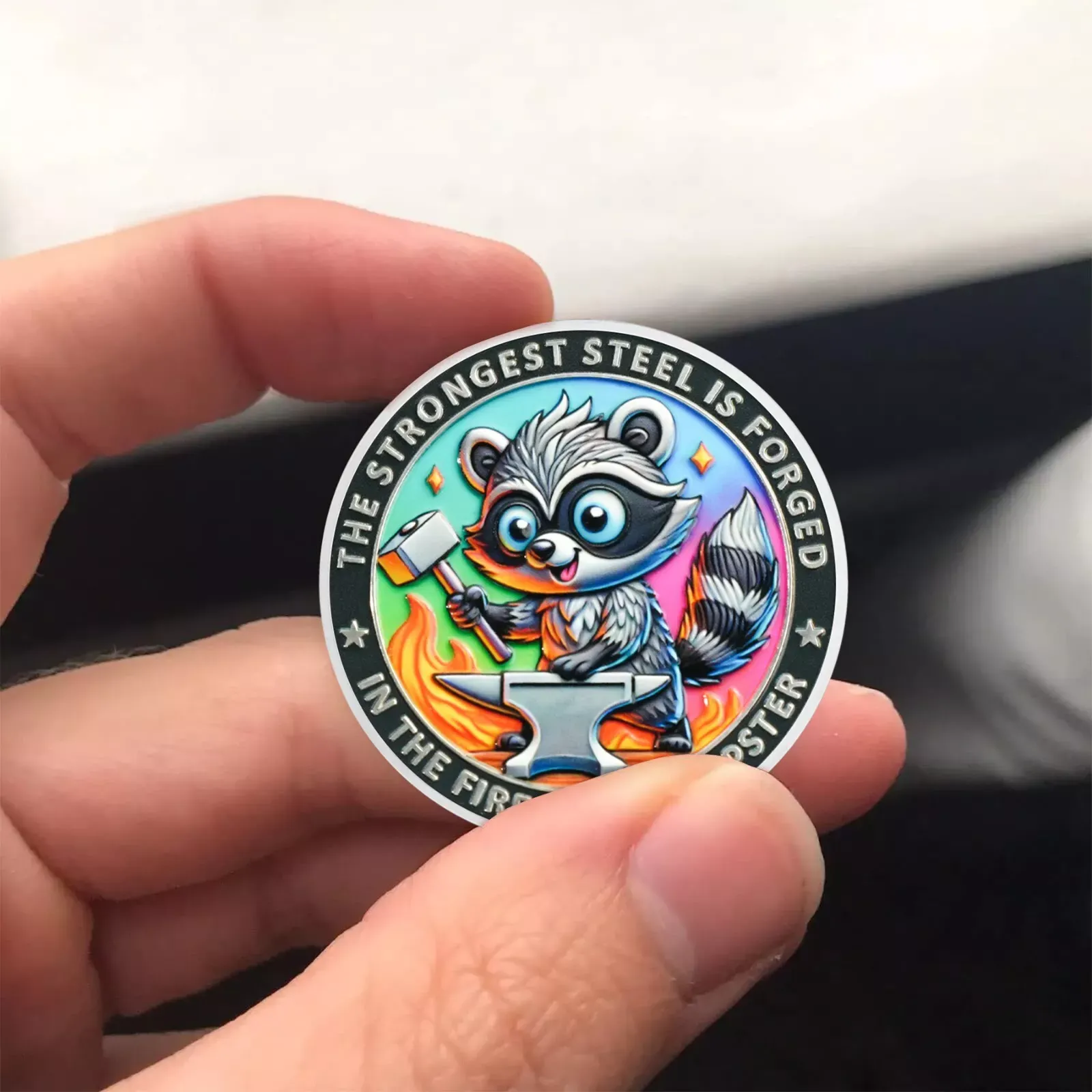 Inspirational Dumpster Fire Raccoon Coin-Resilience &Hope-Gift for Keep Going