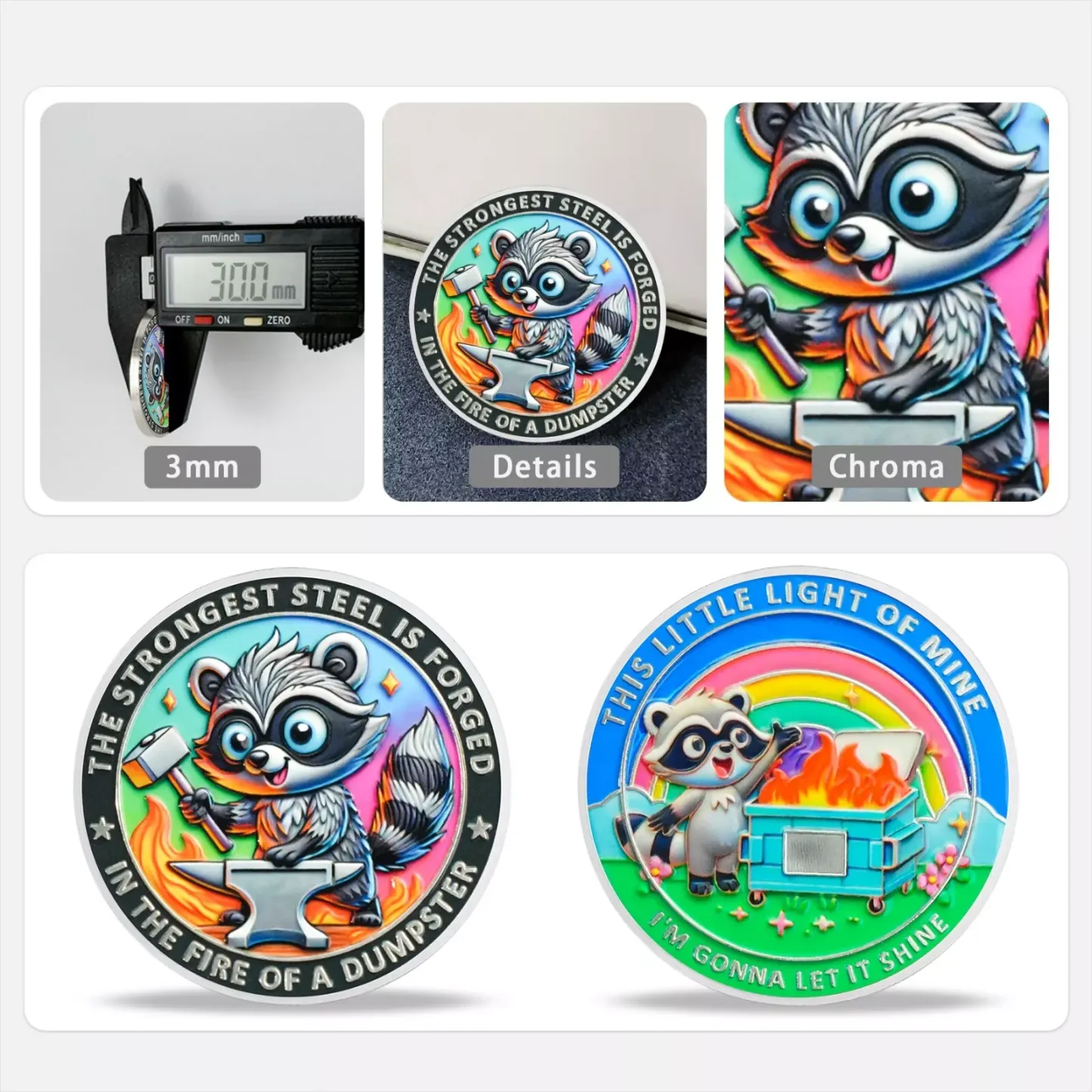 Inspirational Dumpster Fire Raccoon Coin-Resilience &Hope-Gift for Keep Going