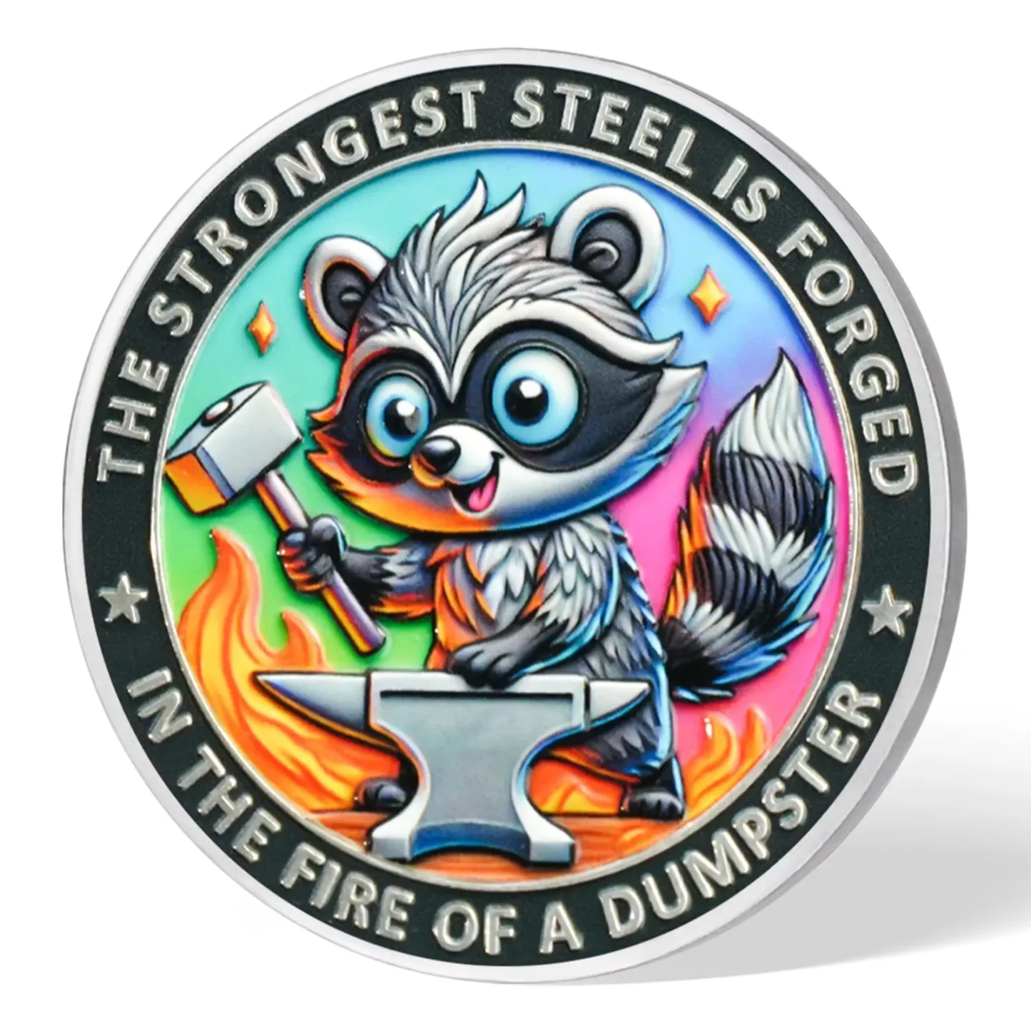 Inspirational Dumpster Fire Raccoon Coin-Resilience &Hope-Gift for Keep Going
