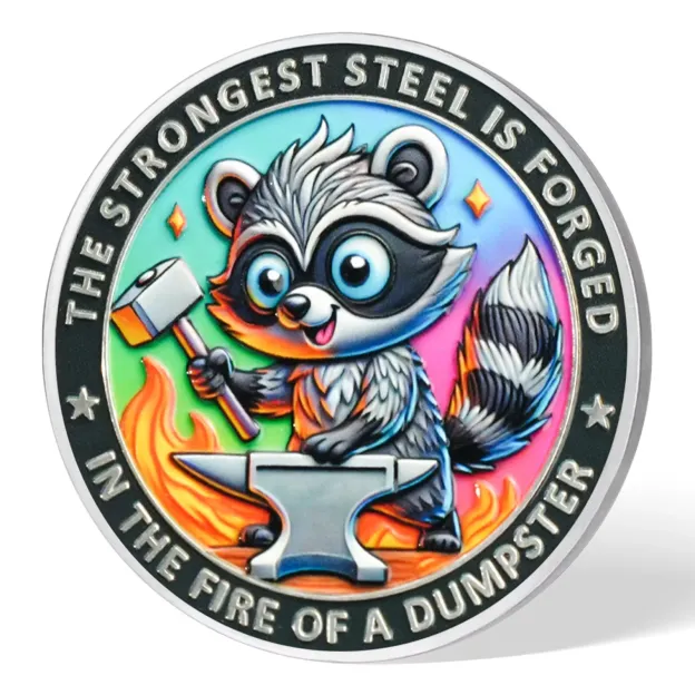 Inspirational Dumpster Fire Raccoon Coin-Resilience &Hope-Gift for Keep Going