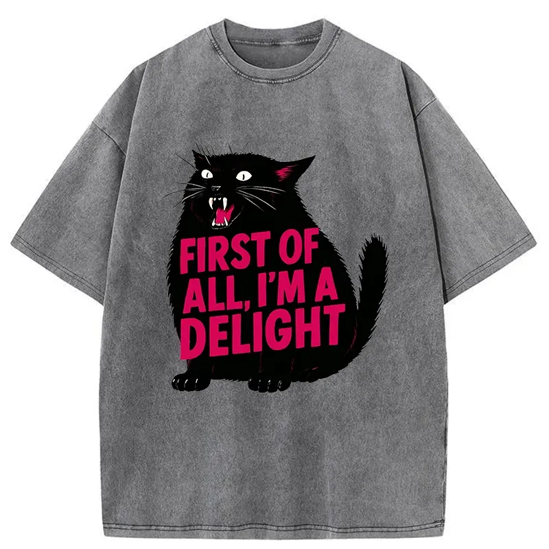 Tokyo-Tiger Roaring Black Cat Washed T-Shirt