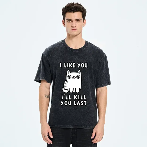 Cats And Humans Have A Love-hate Relationship Washed T-Shirt