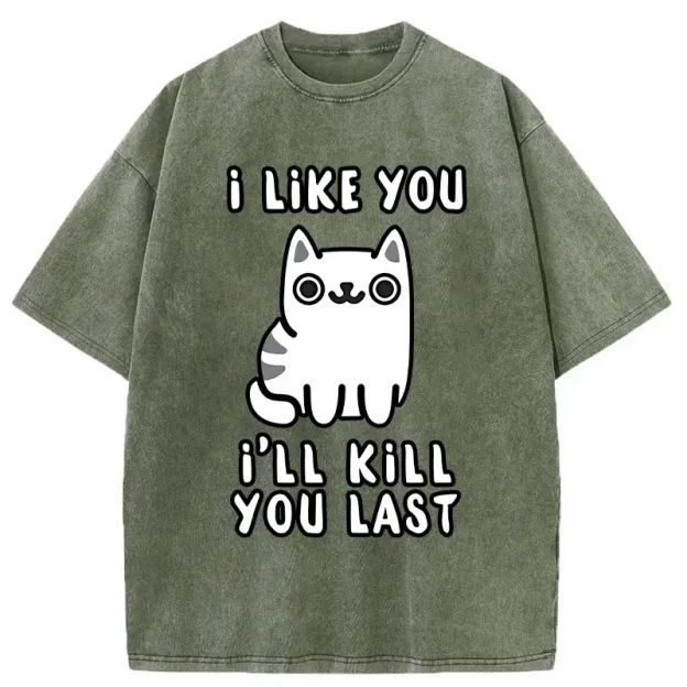 Cats And Humans Have A Love-hate Relationship Washed T-Shirt