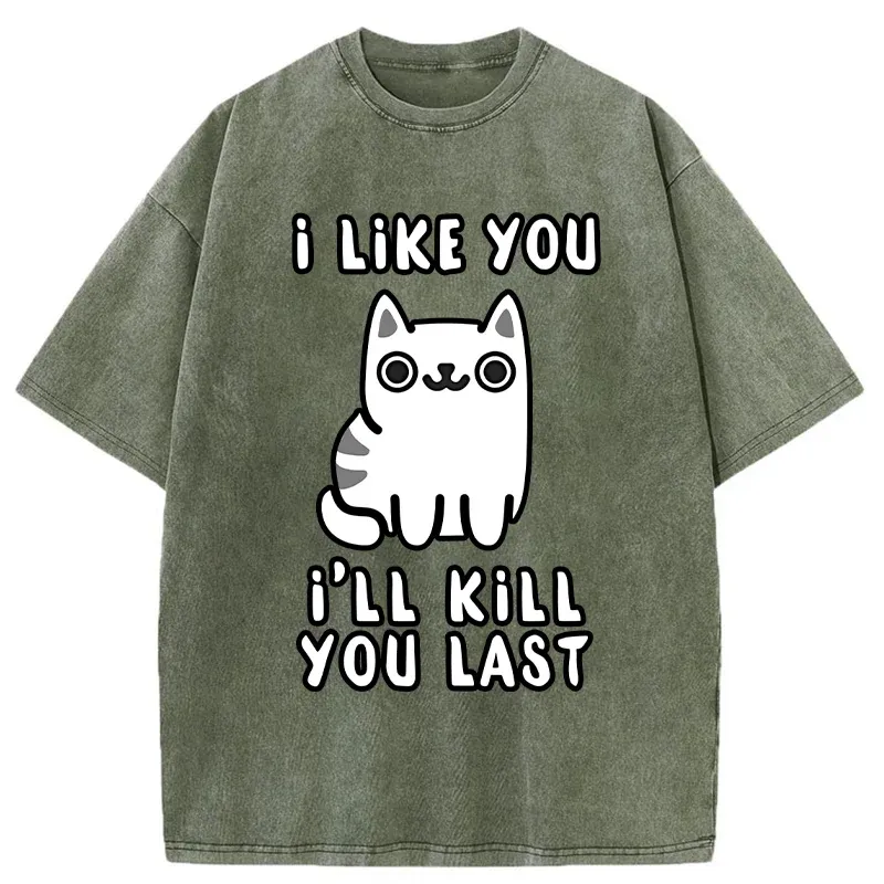 Cats And Humans Have A Love-hate Relationship Washed T-Shirt