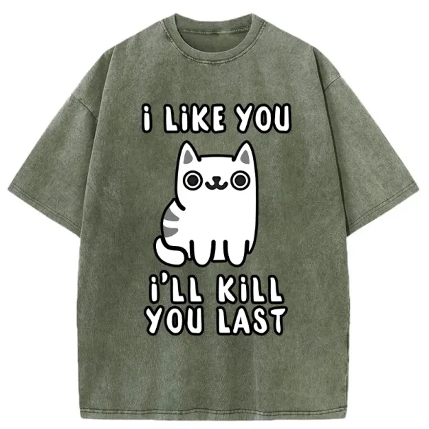 Cats And Humans Have A Love-hate Relationship Washed T-Shirt